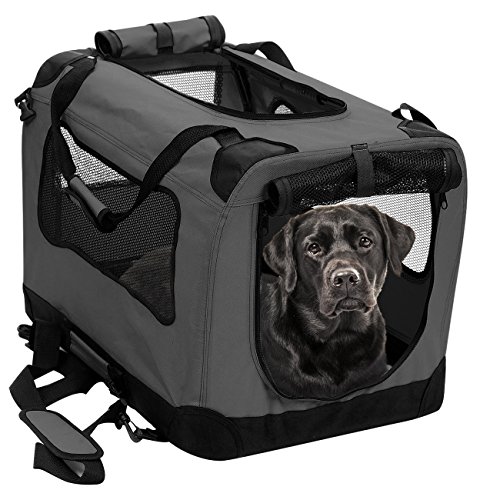 2PET Faltbare Hundebox – weich, leicht zu falten und zu transportieren, waschbarer Stoffbezug – groß, Grizzle Grey von 2PET