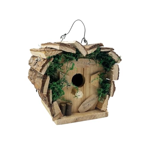 3 PAGEN® Deko Vogelhaus zum Aufhängen, Nistkasten aus Holz für Wildvogel, Brutkasten & Nisthilfe aus Massivholz, mit Drahtaufhänger, stabil und standfest, auch zum Aufstellen, 17 x 15 x 17 cm von 3 PAGEN