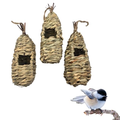 3 PAGEN® Vogelnester 3er-Set aus Naturmaterialien, Vogelnest 3 Stück, Vogelhaus zum Aufhängen, Wildvogelnest, Nistkästen & Nester für kleine Gartenvögel, naturgetreu, stabil & katzensicher, 25 x 8 cm von 3 PAGEN