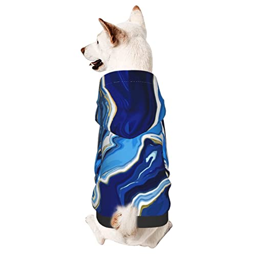 Hund Hoodie, Aquarell Marmorblau Kapuzenpullover Warme Hunde Kapuzenpulli Atmungsaktiver Haustier Kleidung Für Welpen Mittelgroße Hunde Katze XL von 321