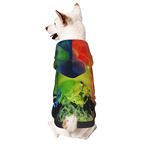 Hund Hoodie, Bunter Rauch Haustierkleidung Für Hunde Atmungsaktiver Hunde Kapuzenpulli Mode Zweibein-Kleidung Für Welpen Mittelgroße Hunde Katze S von 321