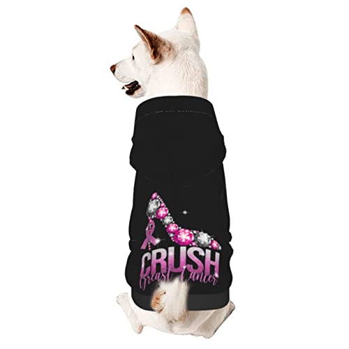 Hund Hoodie, Crush Brustkrebs-Bewusstsein Hunde Kleider Warme Kapuzenpulli Für Hunde Atmungsaktiver Zweibein-Kleidung Für Welpen Mittelgroße Hunde Katze XS von 321
