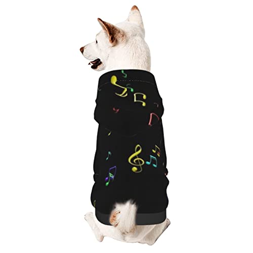 Hund Hoodie, Farbige Musiknoten Kapuzenpullover Warme Haustierbekleidung Atmungsaktiver Hunde Kleider Für Welpen Mittelgroße Hunde Katze L von 321