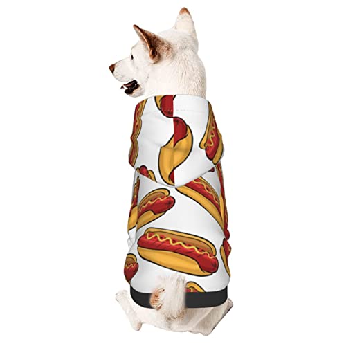 Hund Hoodie, Fast-Food-Hotdog-Hamburger Hunde Kapuzenpullis Mode Pet Bekleidung Atmungsaktiver Zweibein-Kleidung Für Welpen Mittelgroße Hunde Katze XS von 321