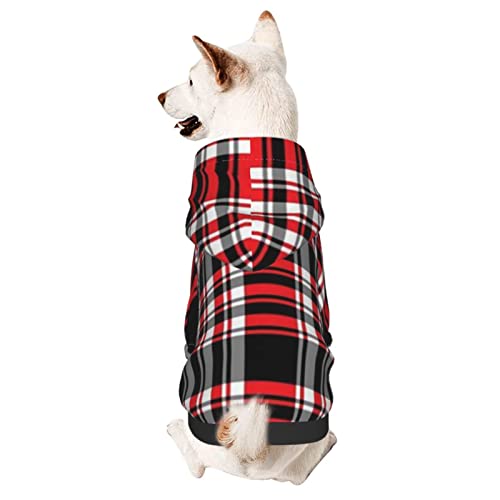 Hund Hoodie, Rotes Plaid Hunde Kleider Mode Zweibein-Kleidung Atmungsaktiver Kapuzenpullis Für Welpen Mittelgroße Hunde Katze M von 321