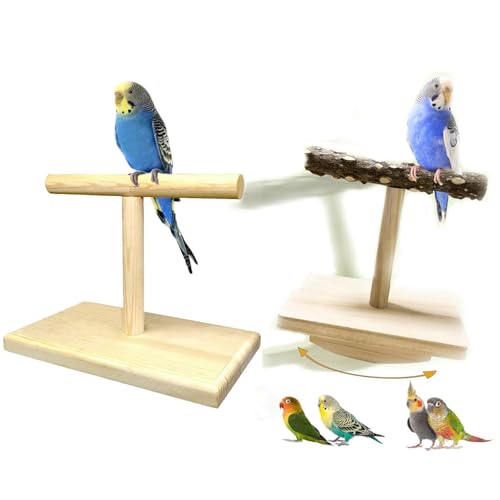 2 Stück natürliches Holzvogel-Lebensraum-Trainingsspielzeug für Vogel aus Holz, Lebensraum-Plattform, Lebensraumrahmen, Vogelkäfig-Spielzeug, Fitness-Zubehör, geeignet für Langschwanzpapageien von 3BAO