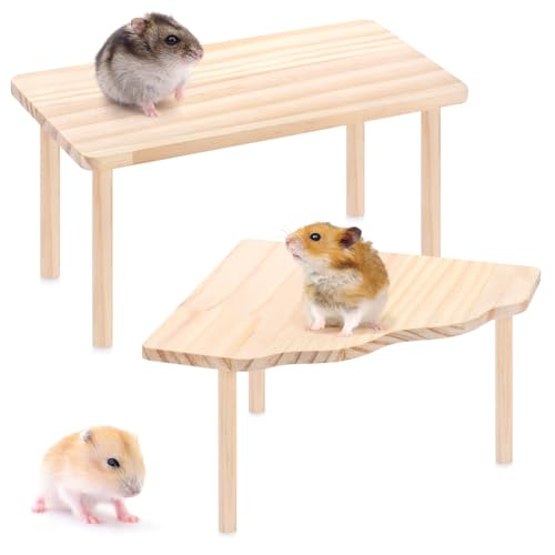 2 teiliges Set Hamster Spielplattform aus Holz für Zwerg Syrische Hamster Rennmäuse Mäuse Degus oder andere kleine Haustiere von 3BAO