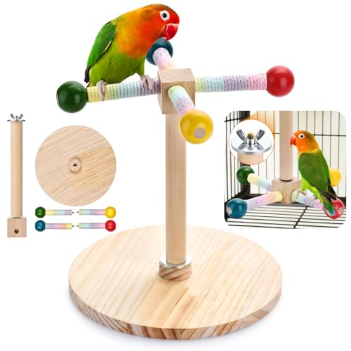 3BAO Vogelständer, Sitzstange, Spielzeug für Sittiche, interaktives, rotierendes Kauspielzeug, Holzübung, Papageienspielzeug, Nymphensittich-Spielzeug für Vogelkäfig, Zubehör für kleine und von 3BAO