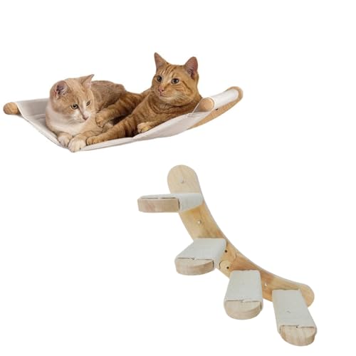 Katzenhängematte Wandmontiertes Katzenregal mit 4 Stufen, Katzenkratztreppe, Kletterbaum aus Holz für Katzen, Kletterregal, Katzen-Sitzstange, Katzenbett, Katzenwand, Möbel-Set, Holz Katzenhängematte Wandmontiertes Katzenregal mit 4 Stufen, Katzenkratztreppe, Kletterbaum aus Holz für Katzen, Kletterregal, Katzen-Sitzstange, Katzenbett, Katzenwand, Möbel-Set, Holz von 3MNSCD
