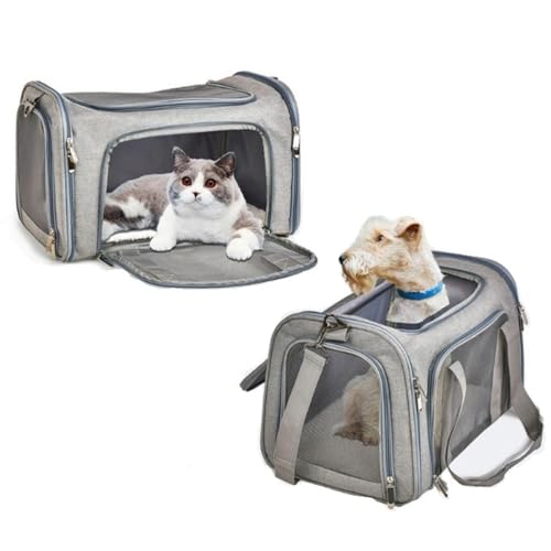 Von den meisten Fluggesellschaften zugelassene Katzentragetasche, Hunde-Tragetasche, weiche Seiten, Haustier-Tragetasche für Welpen, Kätzchen, Kaninchen, 5-seitiges, atmungsaktives Netzgewebe, von 3MNSCD