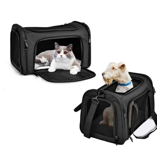Von den meisten Fluggesellschaften zugelassene Katzentragetasche, Hunde-Tragetasche, weiche Seiten, Haustier-Tragetasche für Welpen, Kätzchen, Kaninchen, 5-seitiges, atmungsaktives Netzgewebe von 3MNSCD
