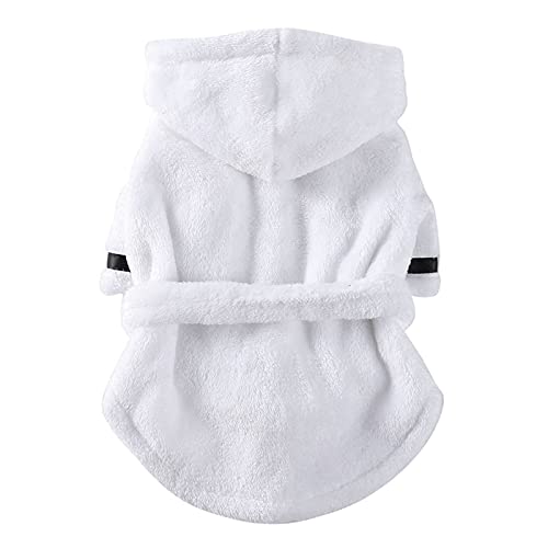 3UOOWWFA Hunde-Bademantel, Handtuch, Katze, Hund, Bademantel, Schlafanzug, Bettwäsche, Innenbereich, weiches Haustier-Bad, Trockentuch, Kleidung für Welpen (Farbe: Weiß, Größe: S) von 3UOOWWFA