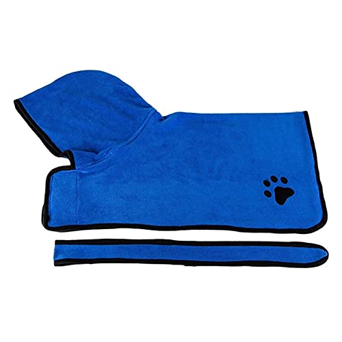 3UOOWWFA Hunde-Bademantel, Handtuch, weiches Haustier-Badetuch, schnell trocknend, Haustier-Bademantel, starke Absorption, Wasser-Mikrofaser, warmes Tuch (Farbe: Blau, Größe: S) von 3UOOWWFA