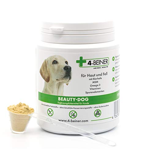 4-BEINER Beauty-Dog, Multi-Vitamine für Hunde mit MSM, Omega 3, Vitamin B-Komplex, Vitamin C, Biotin, Bierhefe, Mariendistel, Schwarzkümmelöl, Zink, Jod, Selen von 4-BEINER ANIMAL HEALTH