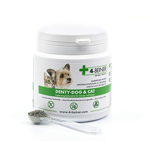 4-BEINER DENTY-Dog & CAT Zahnpflege – Zahnsteinentferner & Mundgeruchhilfe für Hunde & Katzen, Natürliche Inhaltsstoffe gegen Zahnbelag, 90g Pulver von 4-BEINER ANIMAL HEALTH