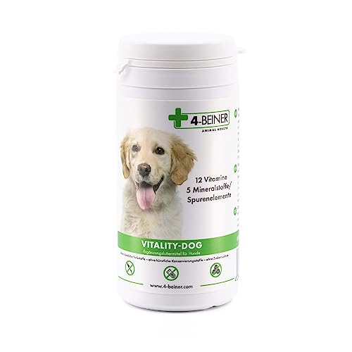 4-BEINER Vitality-Dog Hundevitamine, 12 Vitamine & Mineralstoffe zur Unterstützung von Immunsystem, Nerven & Fell, Barf geeignet, 100 Tabletten Hund 4-BEINER Vitality-Dog Hundevitamine, 12 Vitamine & Mineralstoffe zur Unterstützung von Immunsystem, Nerven & Fell, Barf geeignet, 100 Tabletten Hund von 4-BEINER ANIMAL HEALTH
