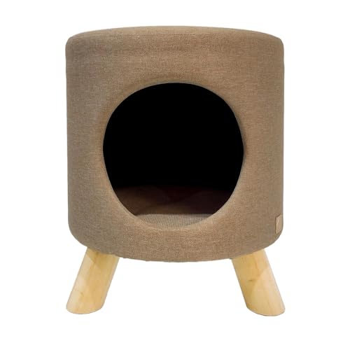 4 Cats & Dogs Wallie Hocker – Plüsch-Polyester-Haustierhocker mit Holzbeinen, gemütliches Versteck für Katzen und kleine Hunde, Mehrzweck-Fußhocker und Sitz, modernes minimalistisches Design für von 4 Cats & Dogs