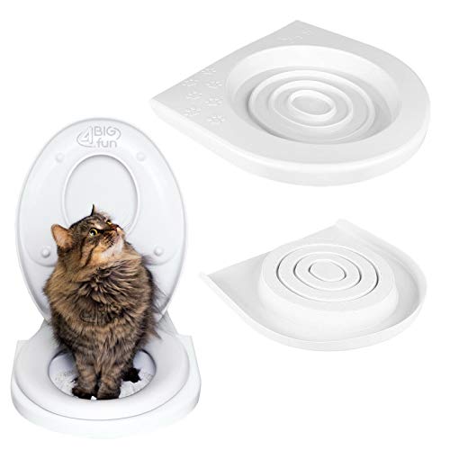 4BIG.fun Katzen WC-Sitz Toiletten Training System Katzentoilette Katzenklo Toilettensitz Trainingssystem zum eingewöhnen Ihrer Katze an das WC von 4BIG.fun