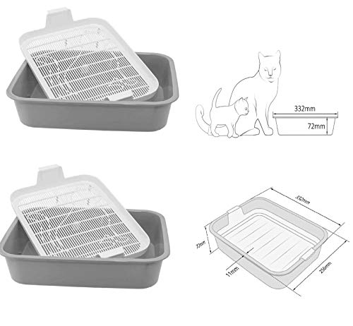 4Big.fun 2X Set Erste Katzentoilette Schalentoilette Katzenklo - perfekt für Kätzchen Katzenbabys Junge Katzen - WC Tray mit Reinigungssieb - stubenrein auch ohne Katzenstreu von 4BIG.fun