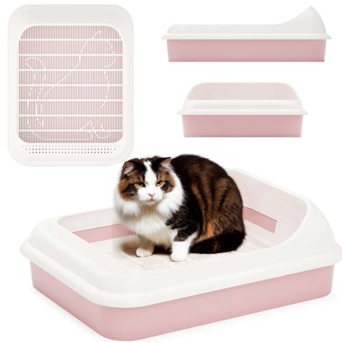 Katzentoilette Schalentoilette Katzenklo + Abnehmbarer Hochrand + Reinigungssieb Rosa Katzentoilette Schalentoilette Katzenklo + Abnehmbarer Hochrand + Reinigungssieb Rosa von 4BIG.fun