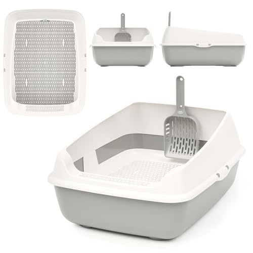 Schalentoilette Schaufel Katzenklo Katzentoilette mit Rand und Reinigungssieb Abnehmbarer Hochrand Sieb Streuschaufel Grau Schalentoilette Schaufel Katzenklo Katzentoilette mit Rand und Reinigungssieb Abnehmbarer Hochrand Sieb Streuschaufel Grau von 4BIG.fun