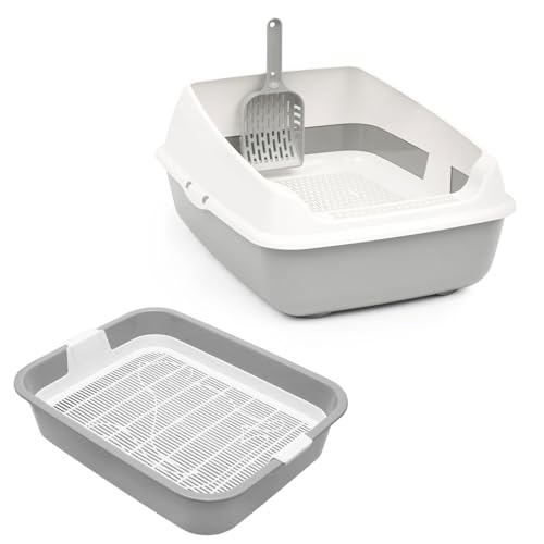 Set Katzentoilette mit Rand und Reinigungssieb und Erste Schalentoilette für Kätzchen Katzenbabys Kaninchen Katzenklo Abnehmbarer Hochrand Reinigungssieb Grau Set Katzentoilette mit Rand und Reinigungssieb und Erste Schalentoilette für Kätzchen Katzenbabys Kaninchen Katzenklo Abnehmbarer Hochrand Reinigungssieb Grau von 4BIG.fun