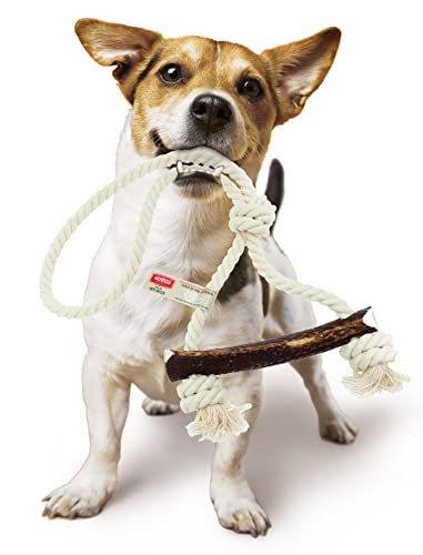 4DOGS ORIGINAL Hundeseilspielzeug | Hundespielzeug | Beißspielzeug für Welpen | Kombiniert mit natürlichem Kaugeweih | 100% natürlich glutenfrei | GVO-frei | Hundespielzeug - 1 Stück Knoten-XXL Plus von 4DOGS ORIGINAL