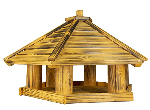 Vogelhaus zum Aufhängen - Vogelfutterhaus ohne Ständer - Futterhaus für Vögel - Vogelhäuser aus Holz - robuster Vogelhäuschen für Garten und Balkon - 43x60x54,5 cm von 4IQ Group