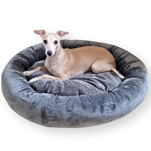 4L Textil Buzzy Weiches Hundebett Grau Hundekörbchen Hundekorb kleine Hunde Hundekissen waschbar Katzensofa Katzenbett Katzenkörbchen (60x55 cm, Graphit) von 4L Textil