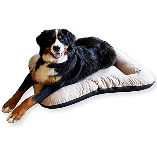 4L Textil KLEO Hundebett Grosse Hunde waschbar Hundekissen Grosse Hunde Hundematte Hundematratze Hundekissen XXL (XL-130x110 cm, Beige(Mit Reißverschluss)) von 4L Textil