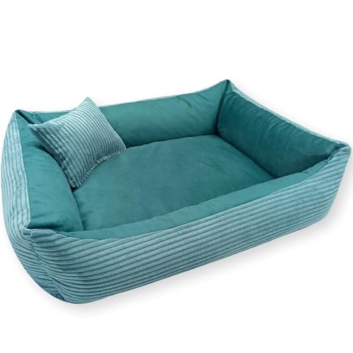 4L Textil Molly Weiches Hundebett große Hunde Hundekörbchen aus Cord Hundekorb große Hunde Hundekissen flauschig Hundesofa (120x100 cm, Türkis) 4L Textil Molly Weiches Hundebett große Hunde Hundekörbchen aus Cord Hundekorb große Hunde Hundekissen flauschig Hundesofa (120x100 cm, Türkis) von 4L Textil