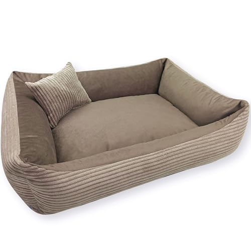 4L Textil Molly Hundebett große Hunde Cord Hundekorb große Hunde Hundekissen Hundekörbchen Cord Hundesofa waschbar Braun (120x100 cm, Braun) 4L Textil Molly Hundebett große Hunde Cord Hundekorb große Hunde Hundekissen Hundekörbchen Cord Hundesofa waschbar Braun (120x100 cm, Braun) von 4L Textil