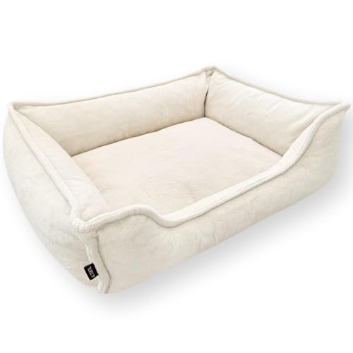4L Textil IRIS Orthopädisches Hundebett Premium-LINE Hundekorb orthopädisch Kuscheliges Hundebett mit Bezug Memory Foam(100x80 cm, Beige) von 4L Textil