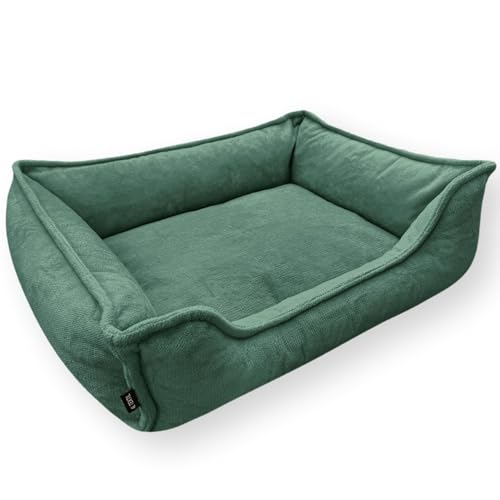 4L Textil IRIS Orthopädisches Hundebett Premium-LINE Hundekorb orthopädisch Kuscheliges Hundebett mit Bezug Memory Foam(80x60 cm, Grün) von 4L Textil