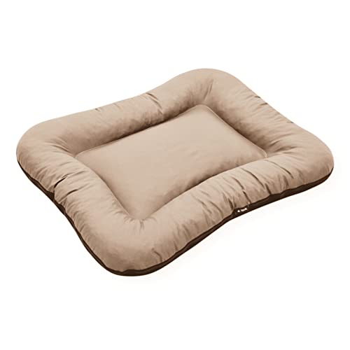 4L Textil KLEO Hundebett mittelgrosse Hunde waschbar Hundekissen mittelgrosse Hunde Hundematte Hundematratze Hundekissen abwaschbar (S-80x60 cm, Beige(Mit Reißverschluss)) von 4L Textil