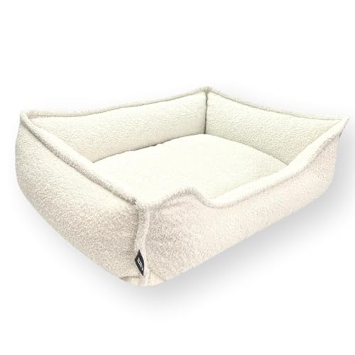 4L Textil Kuscheliges Hundebett aus Bouclé Leo Premium-LINE orthopädisches Hundekörbchen Hundekissen flauschig Hundesofa für mittelgroße Hunde mit Memory Foam(Beige,100x80 cm) von 4L Textil
