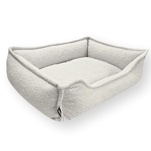 4L Textil Kuscheliges Hundebett aus Bouclé Leo Premium-LINE orthopädisches Hundekörbchen Hundekissen flauschig Hundesofa für mittelgroße Hunde mit Memory Foam(Dunkelbeige,100x80 cm) von 4L Textil