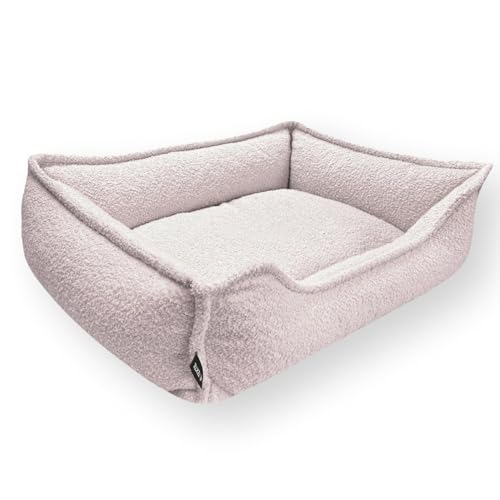 4L Textil Kuscheliges Hundebett aus Bouclé Leo Premium-LINE orthopädisches Hundekörbchen Hundekissen flauschig Hundesofa für mittelgroße Hunde mit Memory Foam(Rosa,100x80 cm) von 4L Textil