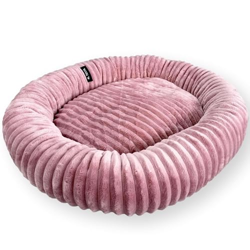 4L Textil Luna Kuscheliges Hundebett kleine Hunde Katzenkörbchen flauschig Hundekörbchen kleine Hunde Hundekorb für Welpen Hundekissen Katzen Sofa waschbar(55x50 cm, Rosa) von 4L Textil