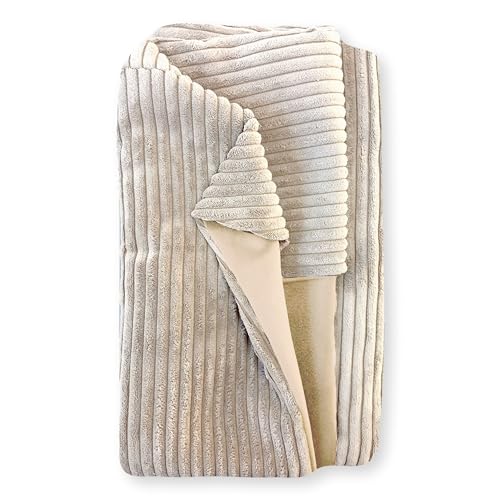 4L Textil Molly Kuscheliges Cord Hundebett große Hunde Hundekorb Cord Beige Hundekissen flauschig Hundekörbchen Cord Beige (Ersatzbezug(120x100 cm, Beige) von 4L Textil