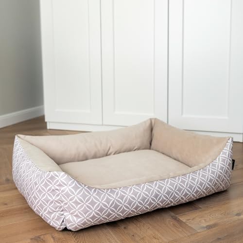 4L Textil OTTO Boho Hundebett abwaschbar Hundekorb große Hunde Hundebett Grosse Hunde beige Hundekörbchen Hundesofa (120x100 cm, Beige) von 4L Textil