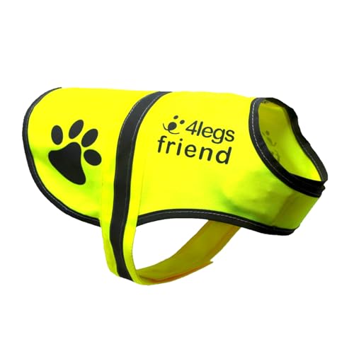 4LegsFriend Hunde Sicherheitsweste mit Leinenbefestigungsring 5 Größen - Hohe Sichtbarkeit für Outdoor Aktivitäten Tag und Nacht, Hält den Hund Sichtbar, Sicher vor Autos und Jagtunfällen (XL) von 4LegsFriend