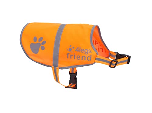 Orange Dog Safety Reflective Lightweight Vest with Leash Hole 5 Sizes - Snap Lock Buckle Straps, High Visibility for Outdoor Activity Day and Night, Keep Your Dog Safe from Cars & Hunting Accidents von 4LegsFriend
