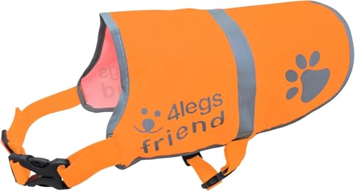 Sicherheitsweste - 5 Größen - Hundejacke reflektierend - Hunde leichte Sicherheitsweste für Sichtbarkeit und Sicherheit bei Tag und Nacht (Orange, XXS) von 4LegsFriend