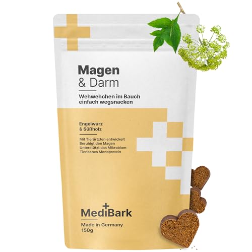 MediBark Magen & Darm - Hundeleckerli mit Engelwurz & Süßholz - für Verdauung & Darmflora - fördert das Immunsystem - Glutenfrei & Zuckerfrei - Leckerlis bei Übelkeit & Durchfall (450 Stück) MediBark Magen & Darm - Hundeleckerli mit Engelwurz & Süßholz - für Verdauung & Darmflora - fördert das Immunsystem - Glutenfrei & Zuckerfrei - Leckerlis bei Übelkeit & Durchfall (450 Stück) von 4barks