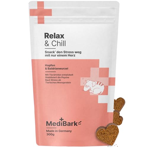 4barks MediBark Relax & Chill - Hundeleckerli als Beruhigungsmittel - mit Baldrian & Passionsblume - 100% natürlicher Anti Stress Snack - Glutenfrei & Zuckerfrei - Leckerlis gegen Angst - 450 Stück von 4barks