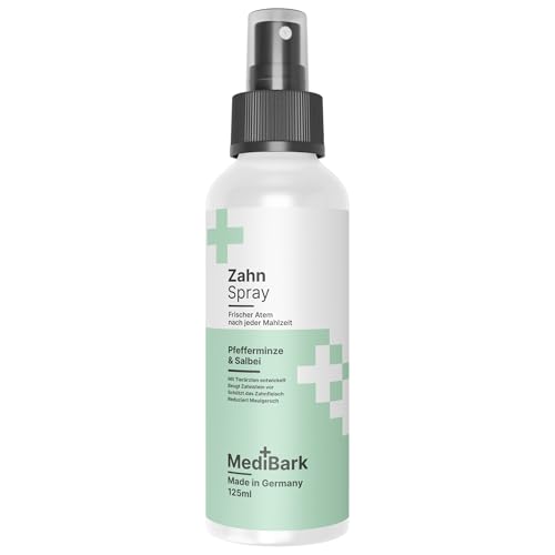 4barks MediBark Zahn Spray - Frischer Atem für Hunde - Sprühflasche mit Kräuterextrakten & Natriumtripolyphosphat - Gegen Maulgeruch & Schutz vor Zahnstein - Sanft & alkoholfrei - 125ml von 4barks