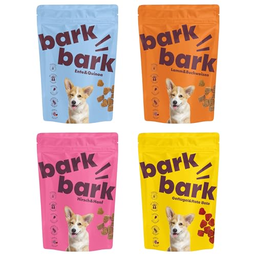 BarkBark Complete Collection - Premium Hundeleckerlis- Monoprotein - Glutenfrei & Zuckerfrei - ideal für Allergiker - zur täglichen Ergänzung als Snack - natürlich Getreidefrei - 4 x 150g BarkBark Complete Collection - Premium Hundeleckerlis- Monoprotein - Glutenfrei & Zuckerfrei - ideal für Allergiker - zur täglichen Ergänzung als Snack - natürlich Getreidefrei - 4 x 150g von 4barks