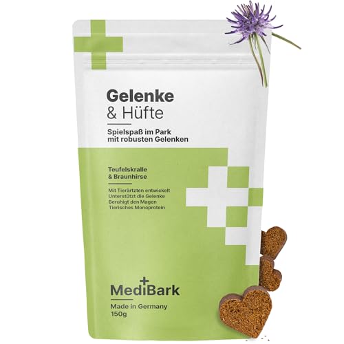 MediBark Gelenke & Hüfte - Hundeleckerli mit Teufelskralle & Braunhirse - für gesunde Knochen & Mobilität - unterstützt Knorpel - Gluten- & Zuckerfrei - Leckerlis gegen Hüftprobleme - 450 Stück MediBark Gelenke & Hüfte - Hundeleckerli mit Teufelskralle & Braunhirse - für gesunde Knochen & Mobilität - unterstützt Knorpel - Gluten- & Zuckerfrei - Leckerlis gegen Hüftprobleme - 450 Stück von 4barks