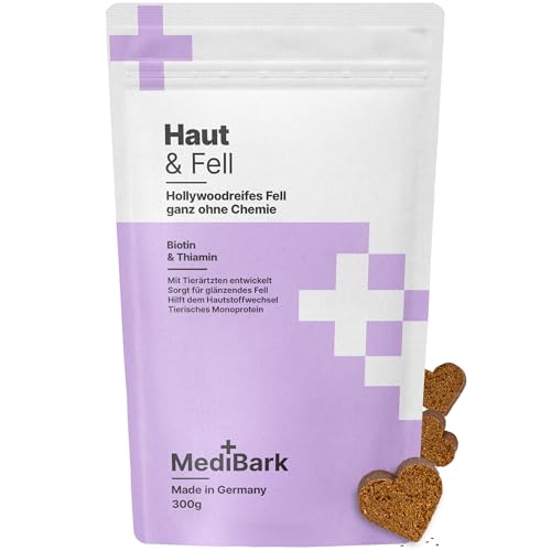MediBark Haut & Fell - Hundeleckerli mit Biotin & Thiamin - Schutz vor Haarausfall & Dermatose - Glutenfrei & Zuckerfrei - Anti-Schuppen & Anti-Juckreiz Leckerlis - 450 Stück (450 Stück) von 4barks